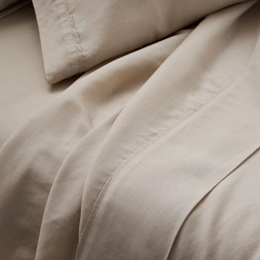 West Elm Signature Tencel Linen Sheet Set, Queen, Sand, Retail $249.00 USD